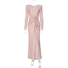 Load image into Gallery viewer, Women's Elegant Wedding Party Dress Female Clothing O-neck Long Sleeve Ruched High Waist Bodycon Long Maxi Evening Prom Dresses
