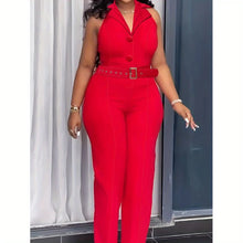 Load image into Gallery viewer, Women Sleeveless Lapel Jumpsuit
