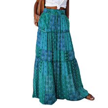 Load image into Gallery viewer, Women's Bohemian Skirts Vintage Elastic High Waist A-Line Skirts Tiered Long Skirts with Pockets
