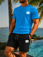 Load image into Gallery viewer, Men's 2-Piece Tracksuit Casual Sportswear Set Short Sleeve T-Shirt + Shorts Quick Dry Breathable Gym Fitness Running Outfit
