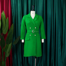 Load image into Gallery viewer, Pleated Notched Collar Midi Dress
