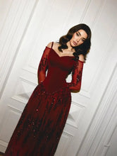 Load image into Gallery viewer, Customized Charming Prom Elegant Party Dress Off-the-shoulder A-line Long Dresses Bespoke Occasion Sequined Formal Evening
