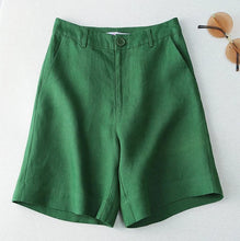 Load image into Gallery viewer, Women's Shorts Linen Half Knee Length Mid Wide Female Short Pants Bermuda Offer Aesthetic Hot Streetwear Korean Style For Summer
