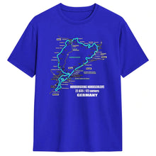 Load image into Gallery viewer, Men T-Shirt Nürburgring Nordschleife Germany Track Map Photographic Blue Print T Shirts Trending Beach Tees  Casual 1Cotton Tops
