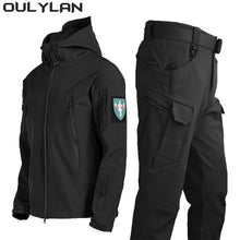 Load image into Gallery viewer, Oulylan SoftShell Tactical Waterproof Jacket Fishing Hiking Camping Climbing Jacket HoodedWinter Autumn Tracksuits Set Men
