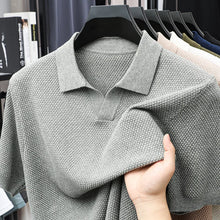 Load image into Gallery viewer, 100% Cotton Short-sleeved POLO Shirt Men's Lapel Knitted T-shirt High-end Casual Bottoming Versatile Men's Short-sleeved Men's T
