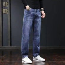 Load image into Gallery viewer, 2025 New Men Fashion Loose Straight Elasticity Jeans Male Wear-resistant Slim Fit Denim Pants Smart Casual Dark Gray Trousers
