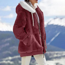 Load image into Gallery viewer, Autumn Winter Fashion Women's Coat New Casual Hooded Zipper Lady Clothes Cashmere Female Fleece Jacket Solid Color Ladies Coats
