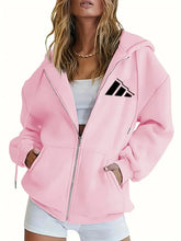 Load image into Gallery viewer, Printed Fleece Zip Hoodie Jacket
