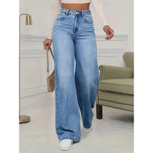 Load image into Gallery viewer, Spring and Autumn New Sky Blue Jeans for Women, Water Washed, Loose, Casual, Wide Legs, Comfortable, Vintage Pants
