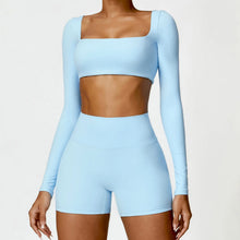 Load image into Gallery viewer, Summer 2PCS Yoga Suit Sports Set Women Quick-Dry Gym Set Women Tracksuit Running Workout Long Sleeve Sports Shirt Yoga Clothing
