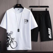 Load image into Gallery viewer, 2023 Summer Men's Tracksuit 2 Piece Set Fashion Casual Solid Short-Sleeved T-Shirt and Shorts Sport Suit Breathable Man Clothing

