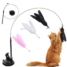 Load image into Gallery viewer, Interactive Cat Toy Handfree Cat Stick Kitten Playing Teaser Wand Toy Suction Cup Feather Wand Pet Supplies Simulation Feather

