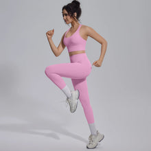 Load image into Gallery viewer, New Yoga Set for Woman Summer Gym Sports Running Bra Top Breathable Peach Buttocks Women Leggings Solid Color Yoga Set
