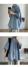 Load image into Gallery viewer, 2025 Shirts Men Clothing Fashion Short Sleeve Summer Korean Style Loose All-match Cargo Handsome Homme Solid Tops Harajuku
