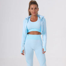 Load image into Gallery viewer, Summer Women's Yoga Sets Seamless Sports and Fitness Suit Tight Fast-drying Waist Closing Yoga Clothing Three-piece Set
