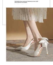 Load image into Gallery viewer, Wedding Heels Women Luxury Brand Design String Bead Pearls High Heels Ladies Sexy Elegant Pointed Toe White Black Pumps
