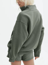 Load image into Gallery viewer, Velvet Zip Sweatshirt Shorts Set
