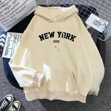 Load image into Gallery viewer, Hoodie Europe and America Sweatshirts for Women New York Letter y2k Autumn Winter   Casual Long Sleeve Pullover with Pockets
