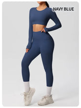 Load image into Gallery viewer, Yoga Gym Set Women Sports Impact Longline Strappy Top Fitness Overalls Sets Womens 2 Piece Sportswear Woman Gym Leggings Solid
