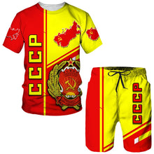 Load image into Gallery viewer, Men Tracksuit CCCP Russian 3D Print T-shirt Shorts Sets 2 Pieces USSR Soviet Union Style Streetwear Oversized Sportswear Suits
