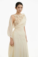 Load image into Gallery viewer, Women's Formal Evening Gowns Ivory Bridesmaid Dress With 3D Floral Applique Draped Cape Evening Dresses Wedding Dress
