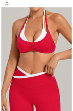 Load image into Gallery viewer, Women's Gym Workout Two-color Yoga Sports Bras Halter Neck Open Back Design Sports Tank Top Running Fitness Built-in Bra Cups
