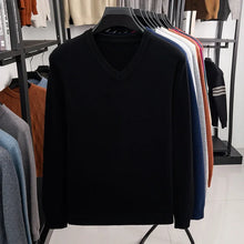 Load image into Gallery viewer, New Sweatwear Men's V Neck Basic Solid Color Sweaters Round Neck Elastic Pullovers Warm Autumn Knitted Oversized Sweater Men
