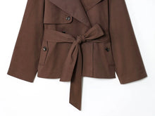 Load image into Gallery viewer, Women's Jackets Autumn 2026 New Fashion Short Trench Coats Chic Lapel Loose Elegant Women long-sleeved Warm Autumn Street Jacket
