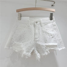 Load image into Gallery viewer, Denim Shorts for Women in The Summer of 2025 High Waisted and Slimming New Style Spicy Girl with Ripped Sexy Wide Leg Trousers
