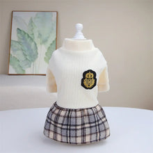 Load image into Gallery viewer, Cute Pet Dress Autumn Winter Plaid Princess Skirt Small Dog Coat Puppy Party Clothes Poodle Yorkie Apparel
