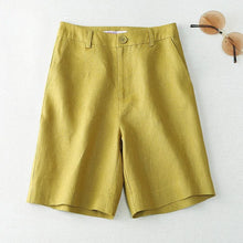 Load image into Gallery viewer, Women's Shorts Linen Half Knee Length Mid Wide Female Short Pants Bermuda Offer Aesthetic Hot Streetwear Korean Style For Summer

