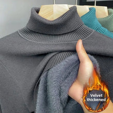 Load image into Gallery viewer, Men’s Thermal Fleece High-Neck Knitted Sweater
