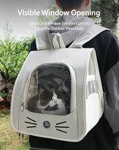 Load image into Gallery viewer, Breathable Oxford Pet Cat Carrier Backpack for Small Dogs, Portable Transparent Travel Outdoor Bag with Side Mesh Pockets, Airy
