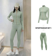 Load image into Gallery viewer, Women's Yoga Set Stand Collar Zip Jacket, Slim Fit Long Sleeve Sports Fitness Yoga Wear
