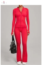 Load image into Gallery viewer, New Gym Yoga Outfit for Women Zipper Long Sleeve Fitness Suit Daily Casual Running Fitness Sportswear Two-Piece Sets Coat+Pants
