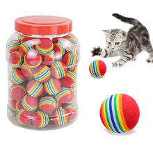 Load image into Gallery viewer, Rainbow EVA Cat Toys Ball Interactive Cat Dog Play Chewing Rattle Scratch EVA Ball Training Balls Pet Toys Supplies
