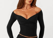 Load image into Gallery viewer, C-B Women's Yoga Set: Long-sleeved V-neck T-shirt &amp; High-waisted Cuffed Shorts &amp; Leggings, Suitable for Gym Workouts.
