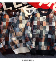 Load image into Gallery viewer, New Fashion Men Plaid Pullover Winter Sweaters Outwear Loose Casual Knitted Sweaters Male O-neck Pullovers Sweatercoats Size 4XL
