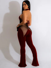 Load image into Gallery viewer, Sheer Lace Halter Flare Jumpsuit
