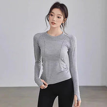 Load image into Gallery viewer, Yoga Clothes for Women, Sports Tops, Round Neck, Seamless, Slim, Running Shirt Fitness Workout Long Sleeves Gym T Shirt, Winter

