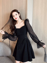 Load image into Gallery viewer, Coquette Lace-Up Mini A-Line Dress
