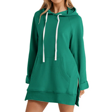 Load image into Gallery viewer, Hooded Slit Hem Hoodie Dress
