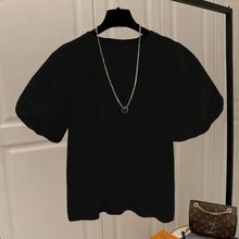 Load image into Gallery viewer, Mujer Cotton Tshirts for Women Summer T-shirts Puff Sleeve O-neck Tees Oversized Tops Fashion Sweet White Tees
