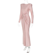 Load image into Gallery viewer, Women's Elegant Wedding Party Dress Female Clothing O-neck Long Sleeve Ruched High Waist Bodycon Long Maxi Evening Prom Dresses

