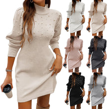 Load image into Gallery viewer, Elegant High Neck Sweater Dress
