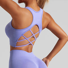 Load image into Gallery viewer, Cross-Back Sports Bra for Women Seamless Yoga Bra with Chest Support and Padding Sports Clothes for Woman Lady Bras Tank Tops

