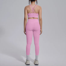 Load image into Gallery viewer, New Yoga Set for Woman Summer Gym Sports Running Bra Top Breathable Peach Buttocks Women Leggings Solid Color Yoga Set
