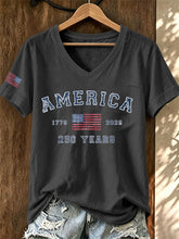 Load image into Gallery viewer, Women's America 250 Years Print T-Shirts Summer Short Sleeve Casual T Shirt Tops White Tees Hot Sale Men's and Women's T Shirt
