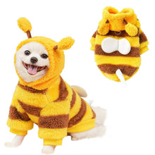 Load image into Gallery viewer, Bee Pet PUppy Coat Apparel Outfit Fleece Clothes Dog Cat Hoodies Fancy Costume Halloween Cosplay Sweater Dog Winter Warmth Hoodi
